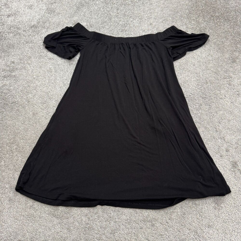 Abound Tunic Off Shoulder Blouse Womens Medium Black Rayon Mini Dress Pocket